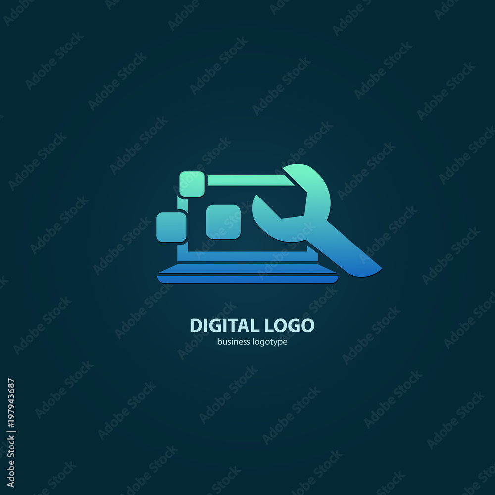 Logo design abstract computer repair vector template. Logo design abstract computer repair vector template.