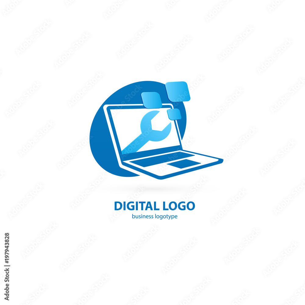 Logo design abstract computer repair vector template. Logo design abstract computer repair vector template.