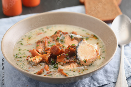 Finnish fish and mushroom soup