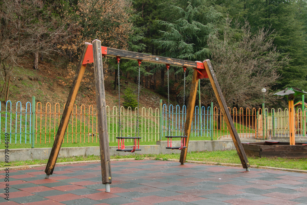 Fototapeta premium Colorful children playground in the green area
