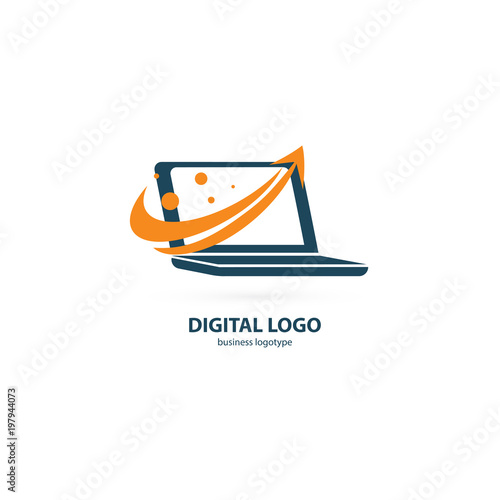 Vector stock logo, abstract digital technology vector template.