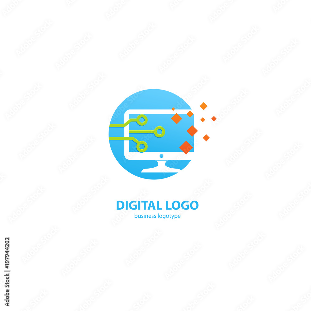 Fototapeta premium Vector stock logo, abstract digital technology vector template.