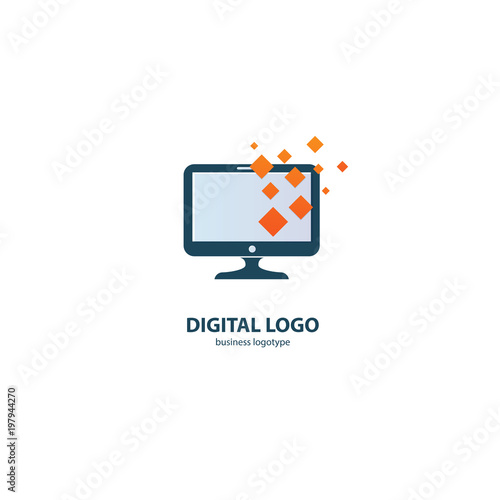 Vector stock logo, abstract digital technology vector template.