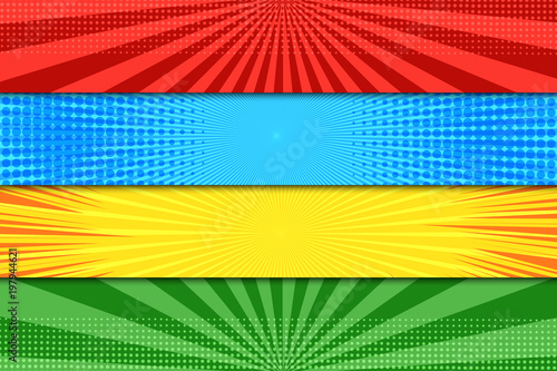 Comic book colorful horizontal banners