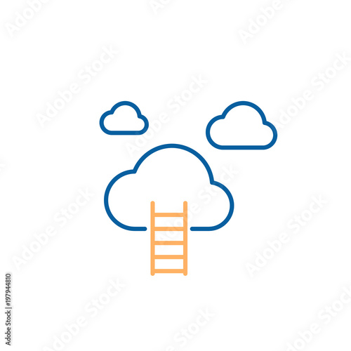 Stairway to heaven icon. Ladder reaching the clouds. Vector trendy thin line icon illustration design