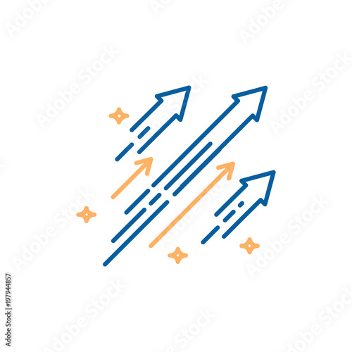 Arrows shooting to the stars. Vector trendy thin line icon illustration design. Concept for financial, personal and creative growth