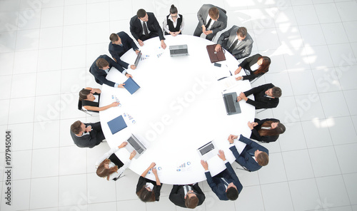 view from the top.meeting of shareholders of the company at the round - table. photo