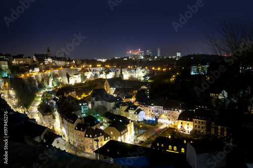 Luxembourg city panorama by night
