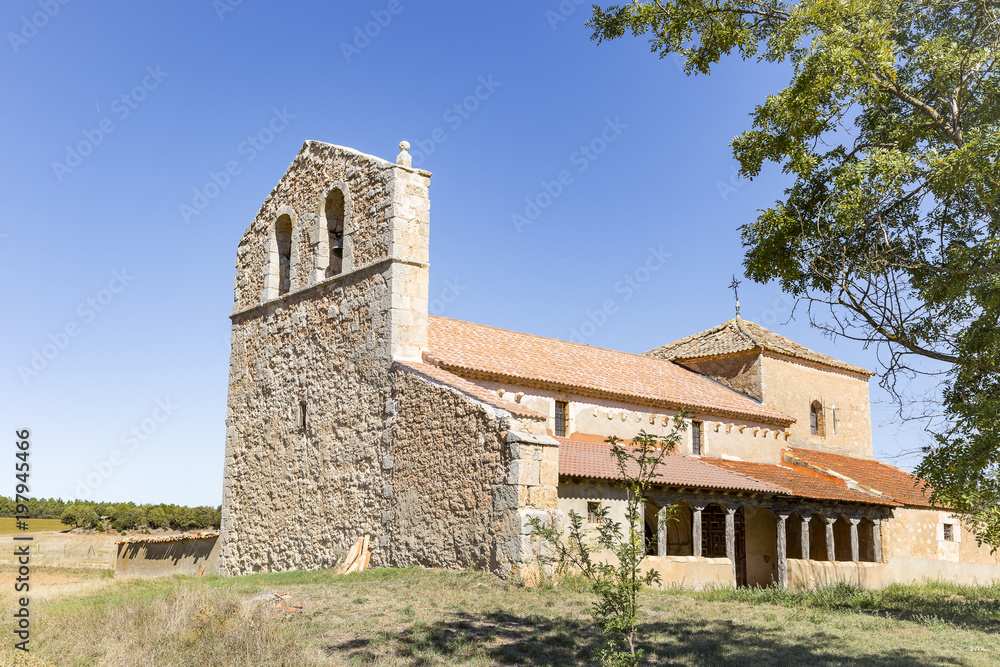 Santiago Apóstol church in Zayas de Báscones village (Alcubilla de Avellaneda), province of Soria, Spain