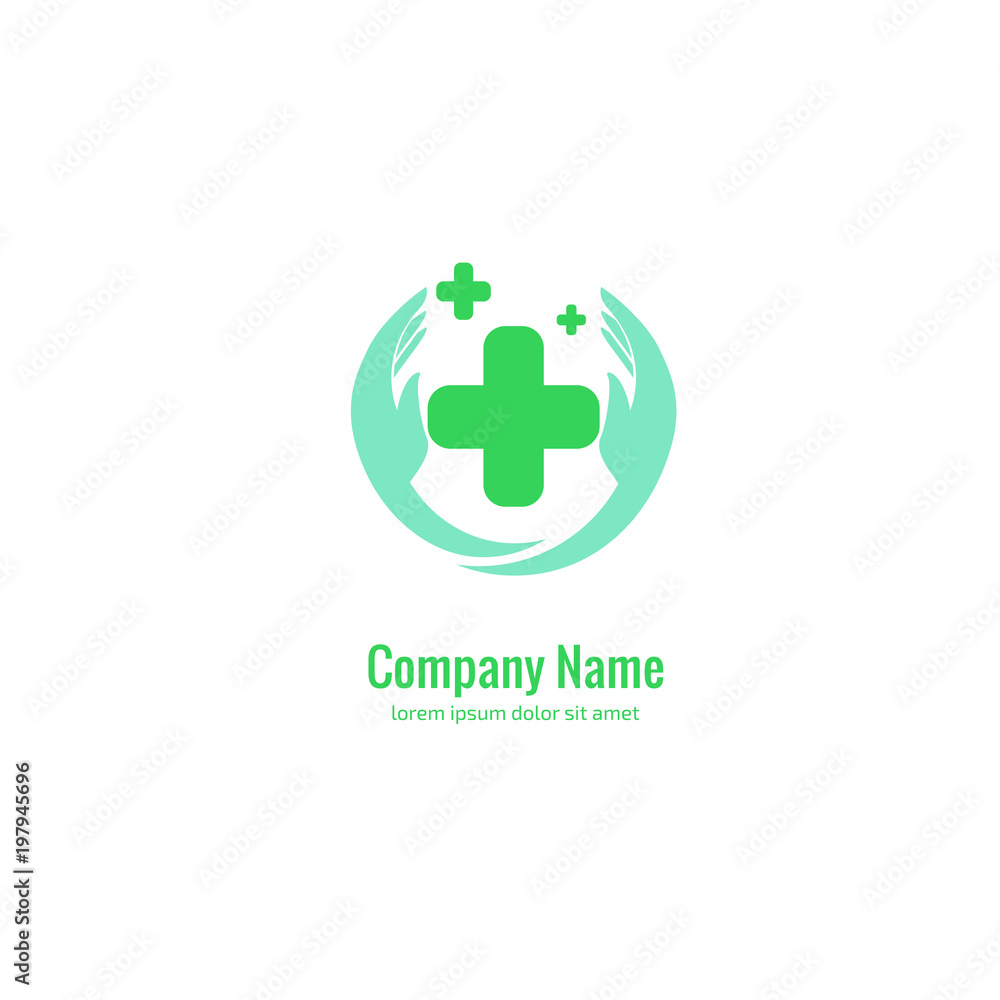 Obraz premium Logo design abstract medical vector template. Illustration design of logotype cross health symbol, people care sign.