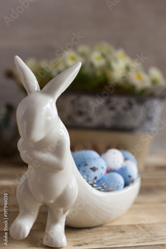 Porcelain Easter bunny with eggs