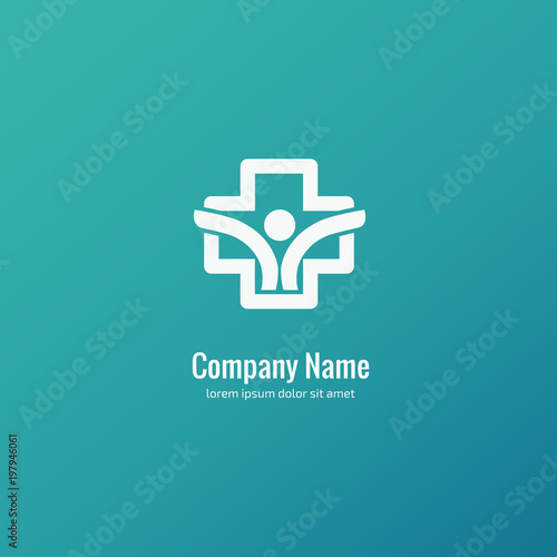 Logo design abstract medical vector template. Illustration design of logotype cross health symbol, people care sign.