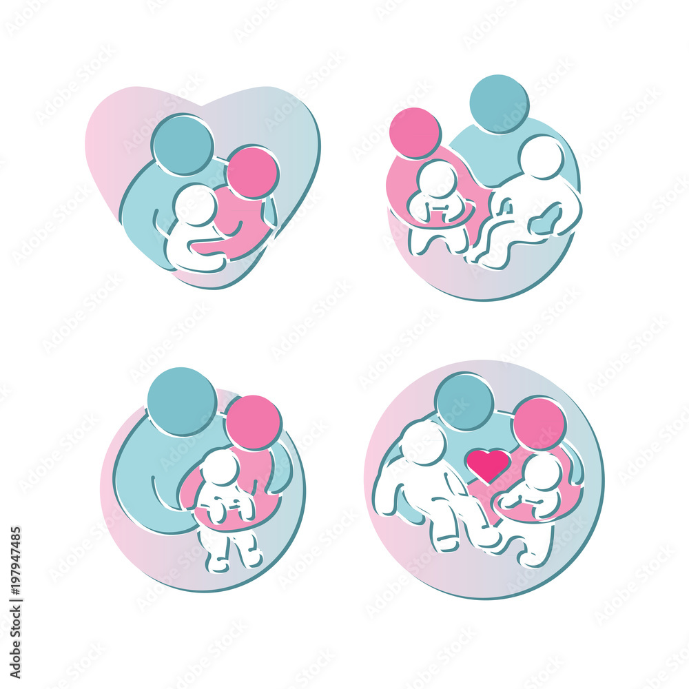International Day of Families. Set of Family icons. Vector.