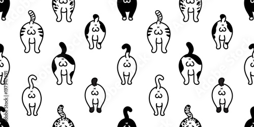 Cat Seamless Pattern vector kitten cat ball ass background wallpaper