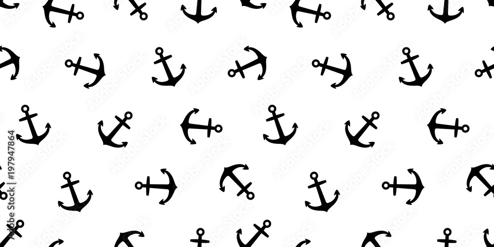 Anchor Seamless Pattern vector Nautical maritime sea ocean boat isolated wallpaper background