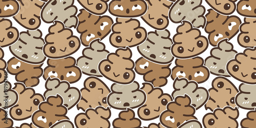 Poo Seamless pattern vector Cartoon isolated doodle illustration wallpaper background