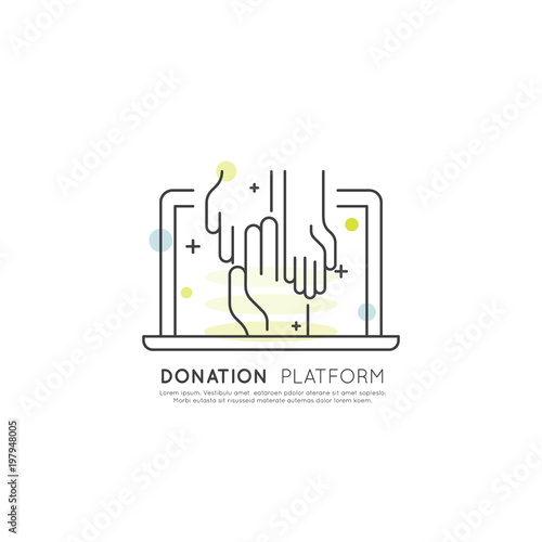 Vector Illustration Icon Graphic Element for Nonprofit Organizations and Donation Centre. Fundraising Symbols. Crowdfunding Project Label. Charity Logo, Blood donation flyer banner, Help Africa