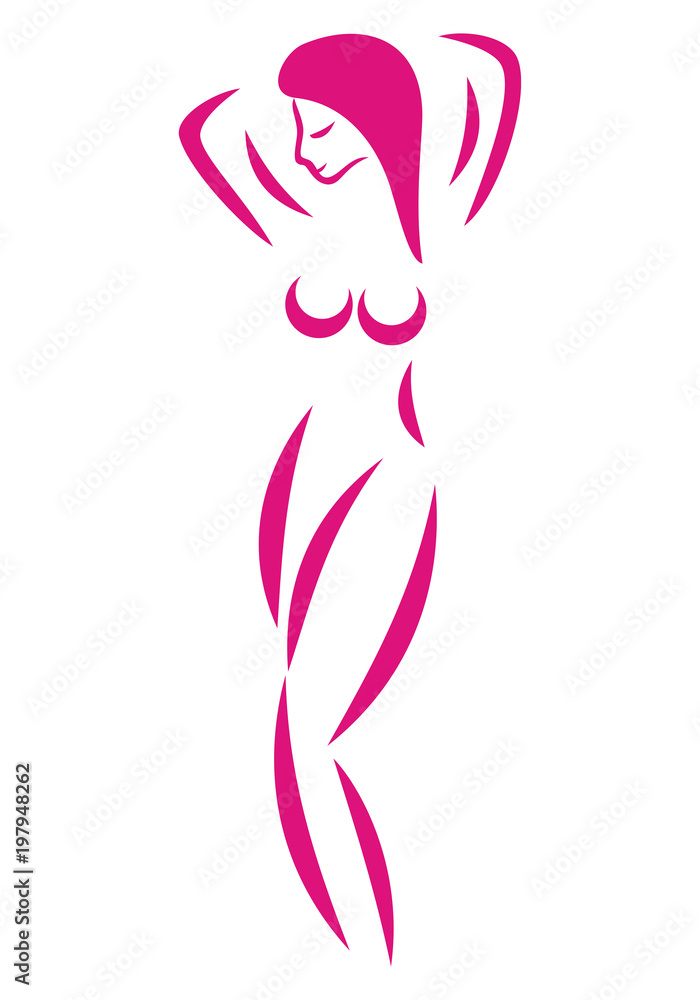 Stylized image of a naked woman. Vector graphics 