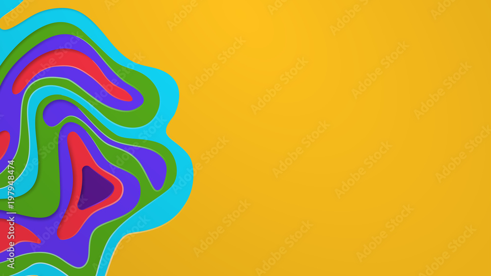 Multi layers vector background with abstract topography or flowing liquid design, colored on yellow Multi layers vector background with abstract topography or flowing liquid design, colored on yellow