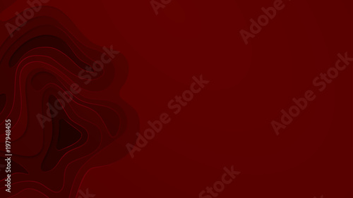 Multi layers vector background with abstract topography or flowing liquid design in red colors