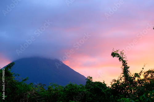 Arenal vulcano in romantic sunset light