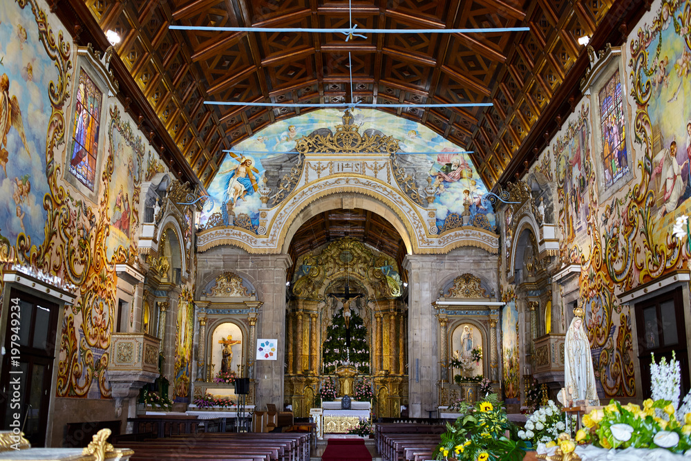 Amazing church with portuguese azulejo in Valega, Owar, Portugal
