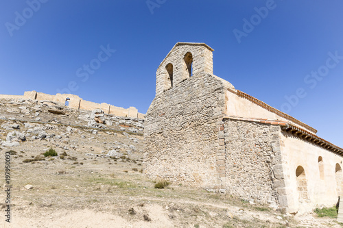 hermitage of San Miguel and the castle of Gormaz village  province of Soria  Spain