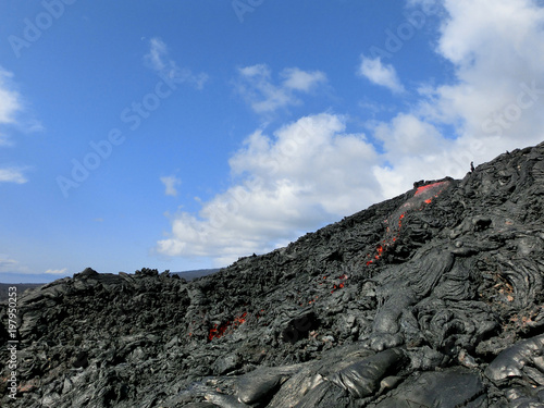 Red active lava flow Hawaii volcano national park