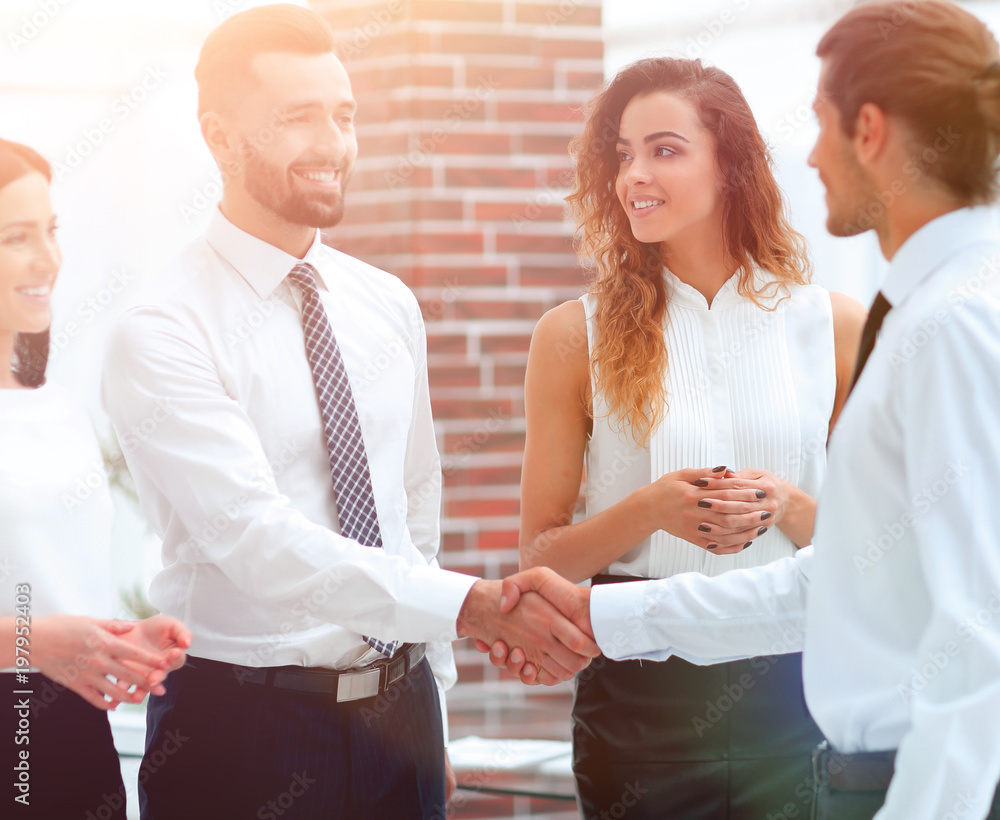 welcome and handshake business partners. welcome and handshake business partners.
