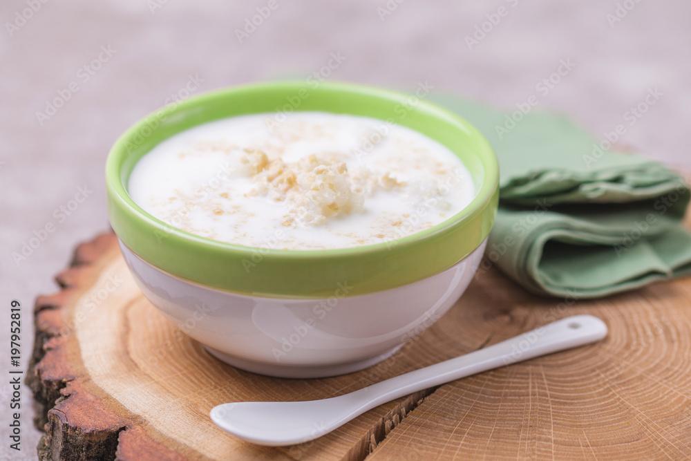 Brazilian winter festival dessert Canjica. White corn porridge Brazilian winter festival dessert Canjica. White corn porridge