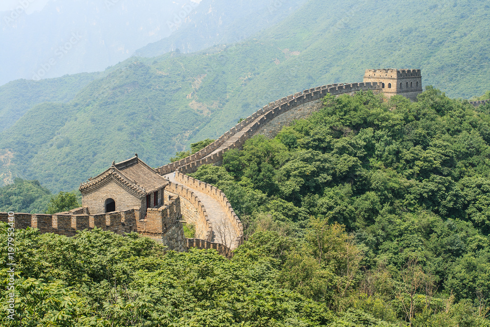 Magnificent Great wall in a green environment, Beijing, China