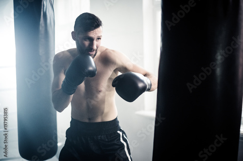 Boxer preparing for a hard fight.