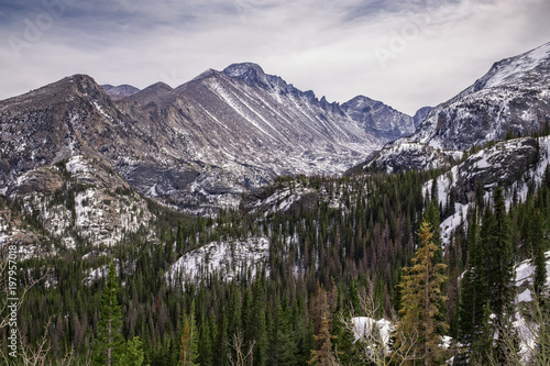 Winter view of Longs Peak in Rocky Mountain National Park, Colorado, USA