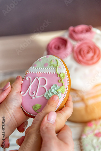 Easter egg gingerbread in Russian traditions photo