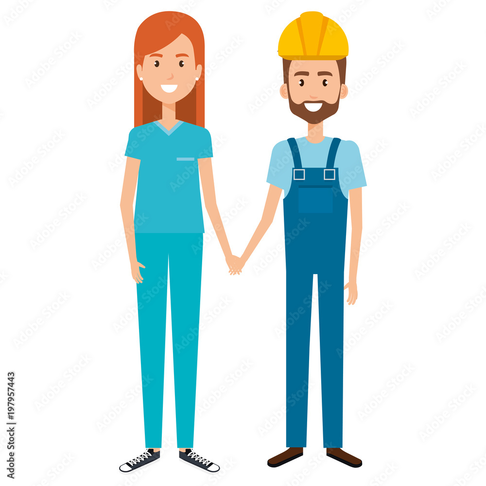 surgery woman with builder avatar charactervector illustration design