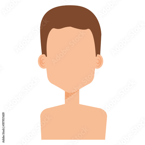 young man shirtless avatar character vector illustration design