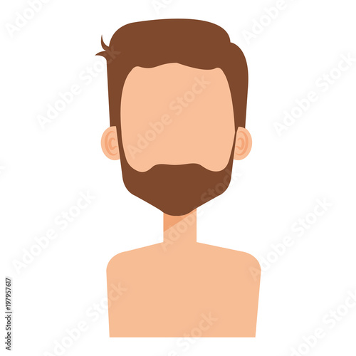 young man shirtless avatar character vector illustration design