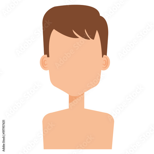 young man shirtless avatar character vector illustration design