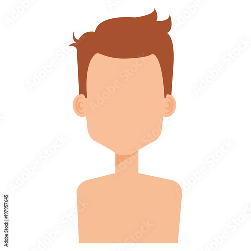 young man shirtless avatar character vector illustration design