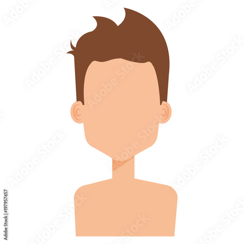 young man shirtless avatar character vector illustration design