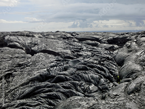 Rugged black lava rock formation Hawaii volcano national park