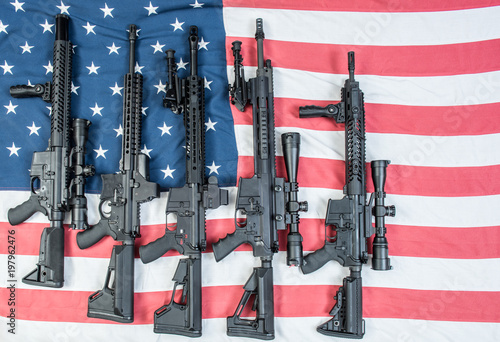 AR-15 on American flag photo