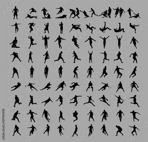 siluetas de jugadores de futbol en vector