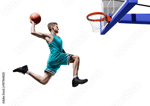basketball player making slam dunk isolated © 27mistral