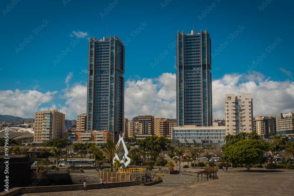 SANTA CRUZ, TENERIFE / SPAIN - FEBRUARY 21 2018: City view of Santa Cruz SANTA CRUZ, TENERIFE / SPAIN - FEBRUARY 21 2018: City view of Santa Cruz