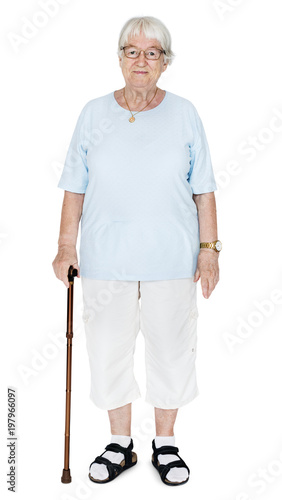 Portrait of an elderly woman isolated on white background