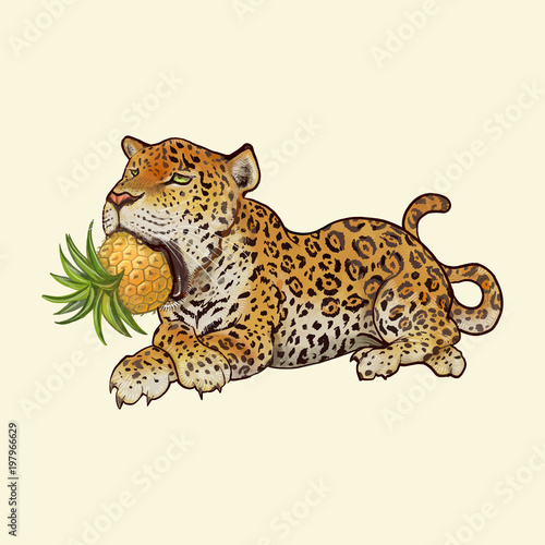 Fototapeta Naklejka Na Ścianę i Meble -  Hand drawn tiger isolated on yellow background