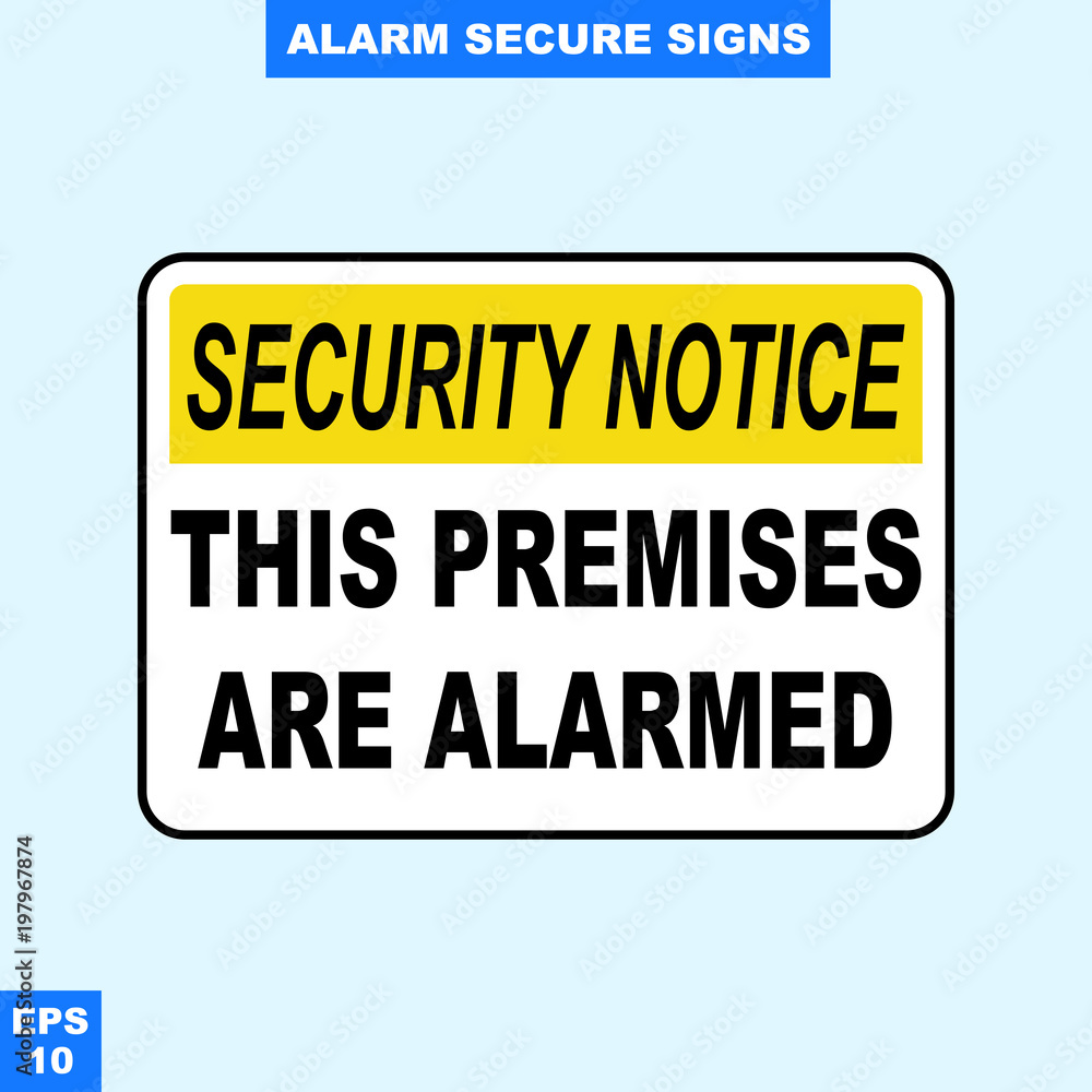 Emergency alarm and security alert signs in vector style version, easy to use and print Emergency alarm and security alert signs in vector style version, easy to use and print