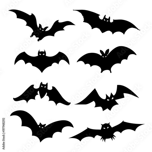 Bat Bird Animal Silhouette Black Icon Flat Design Element Vector Illustration