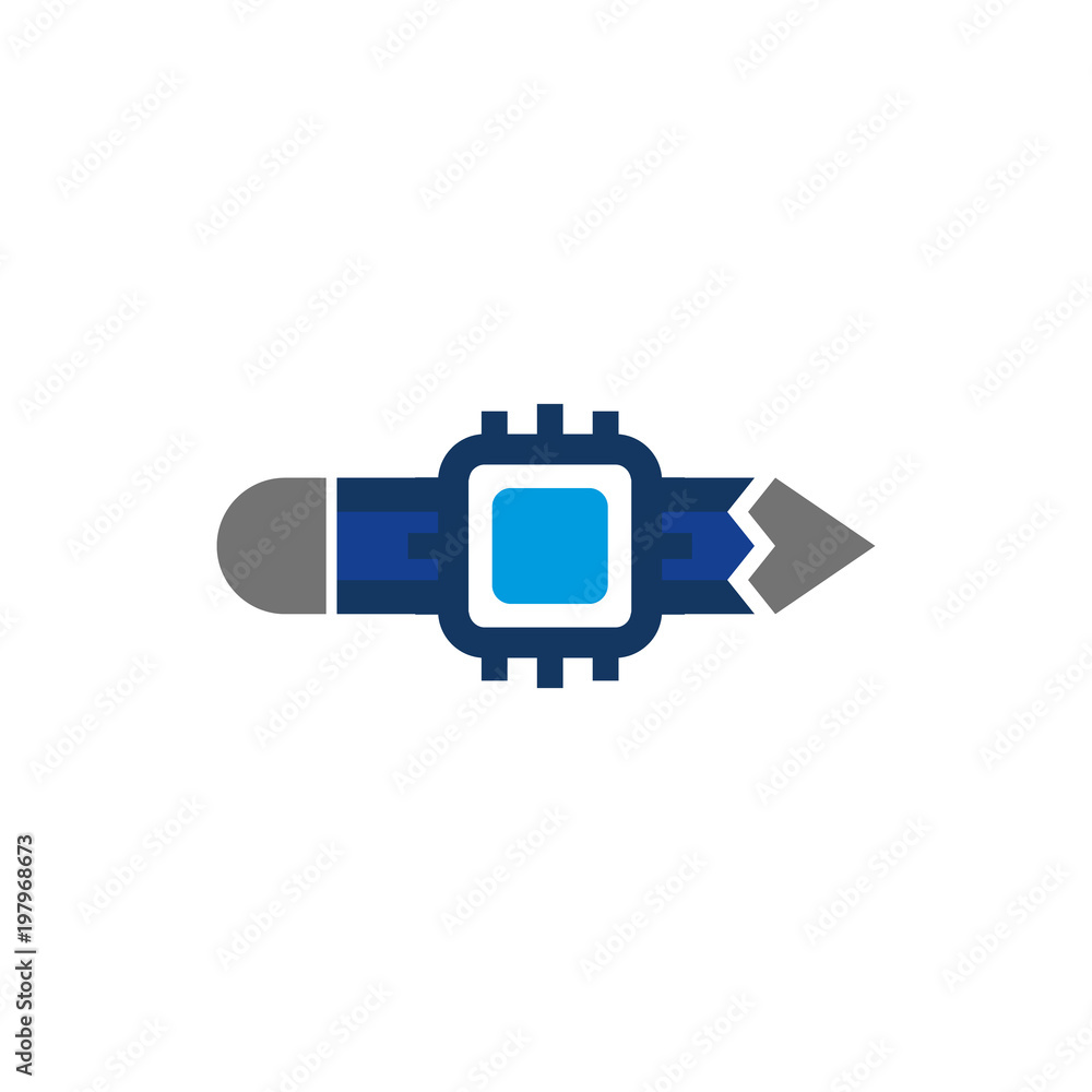 Fototapeta premium Chip Pencil Logo Icon Design